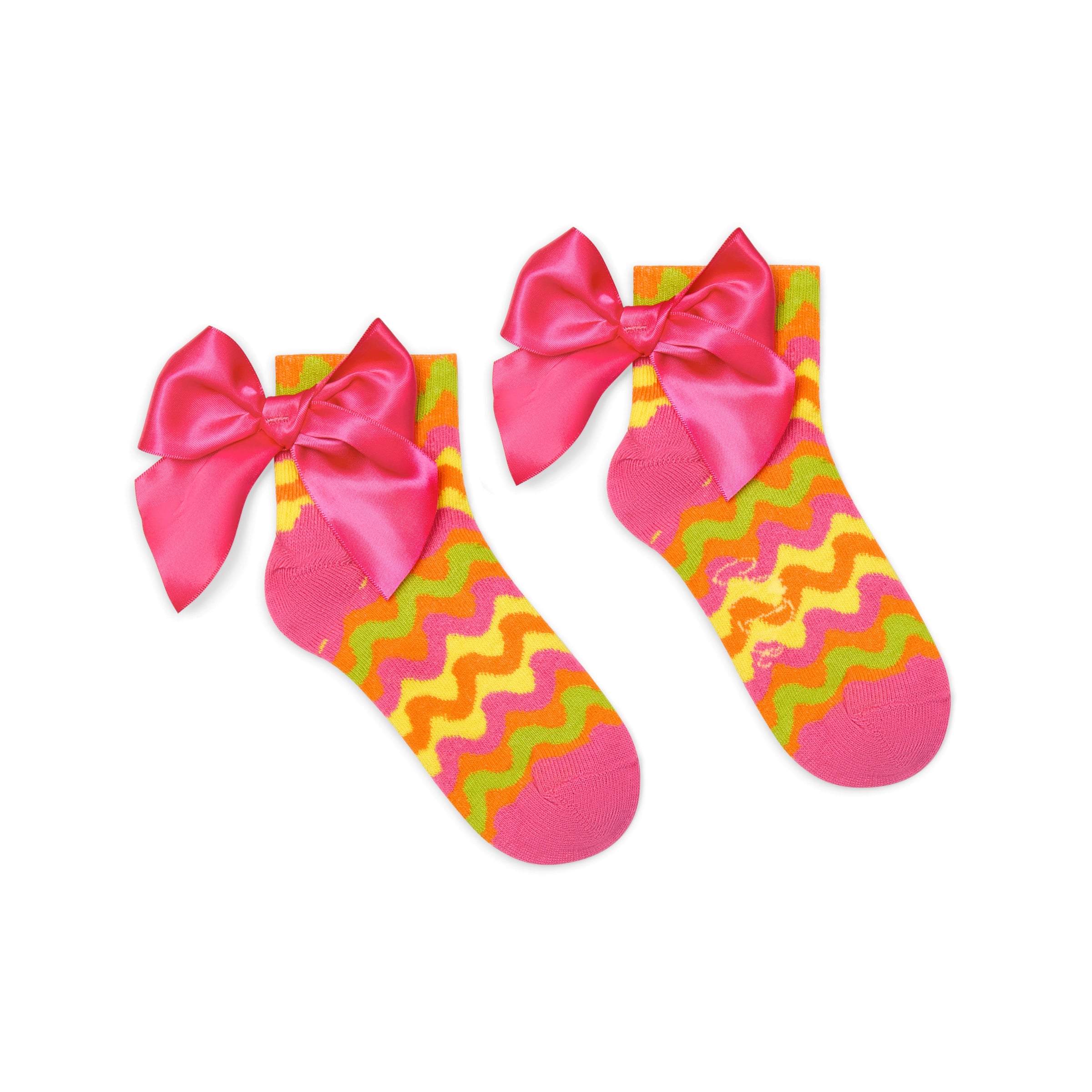 PREORDER SS26 ADee TAMSON Multicoloured Zig Zag Print Bow Ankle Socks