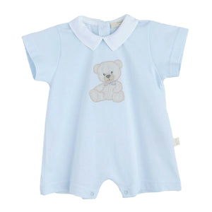 Baby Gi Pale Blue Cotton Sweet Teddy Romper