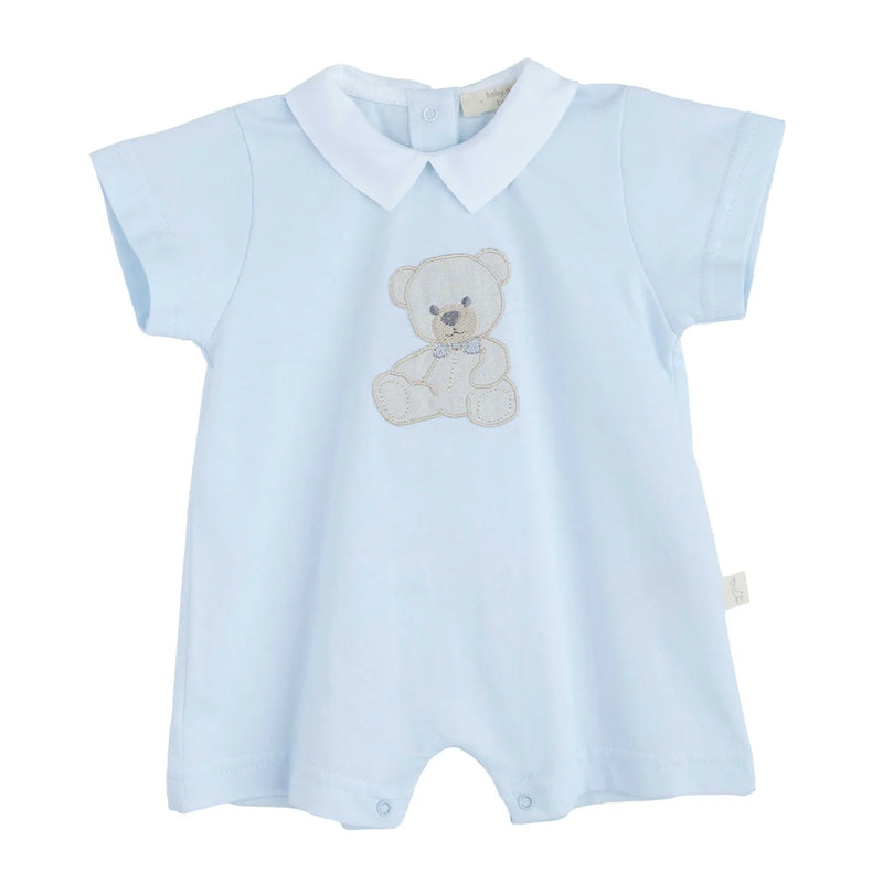 Baby Gi Pale Blue Cotton Sweet Teddy Romper