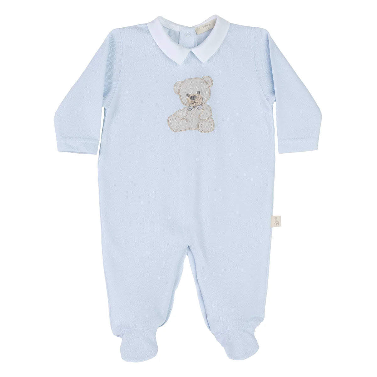 Baby Gi Pale Blue Cotton Sweet Teddy Babygrow