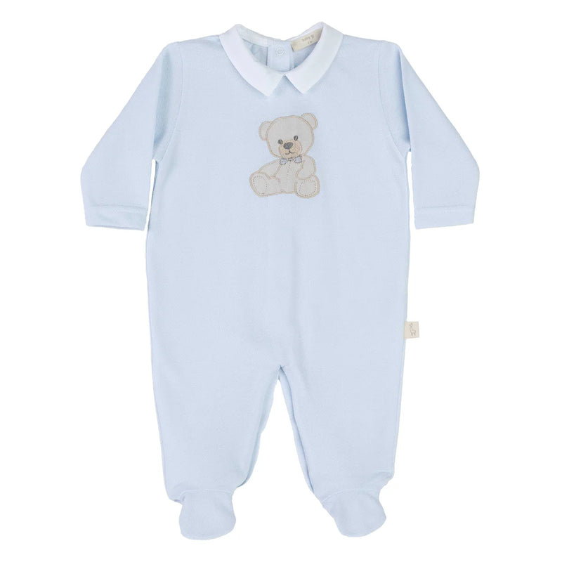 Baby Gi Pale Blue Cotton Sweet Teddy Babygrow