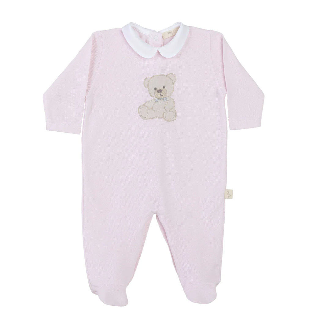 Baby Gi Pale Pink Cotton Sweet Teddy Babygrow