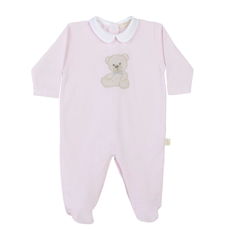 Baby Gi Pale Pink Cotton Sweet Teddy Babygrow