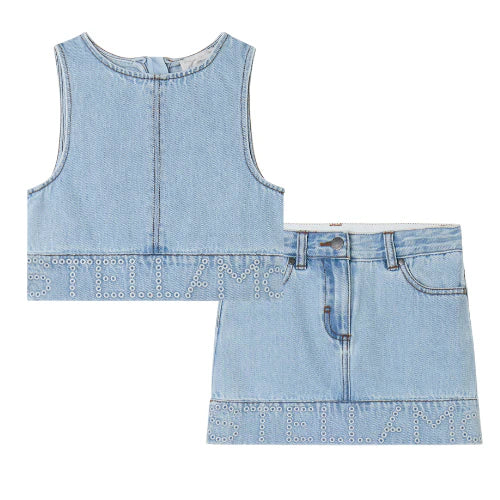 SS26 Stella McCartney Blue Denim Skirt Set