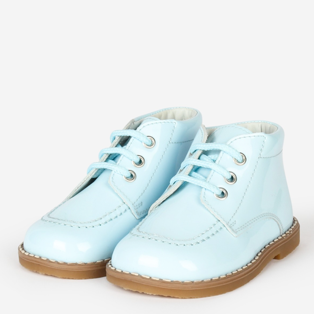 Andanines Blue Patent Leather Lace Boots
