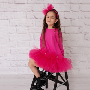 AW23 Daga Fuchsia Pink Triple Bows Tulle Dress