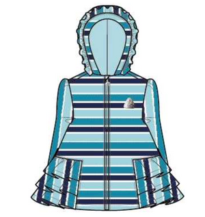 AW23 ADee ANNA Teal Striped Frill Jacket / Raincoat