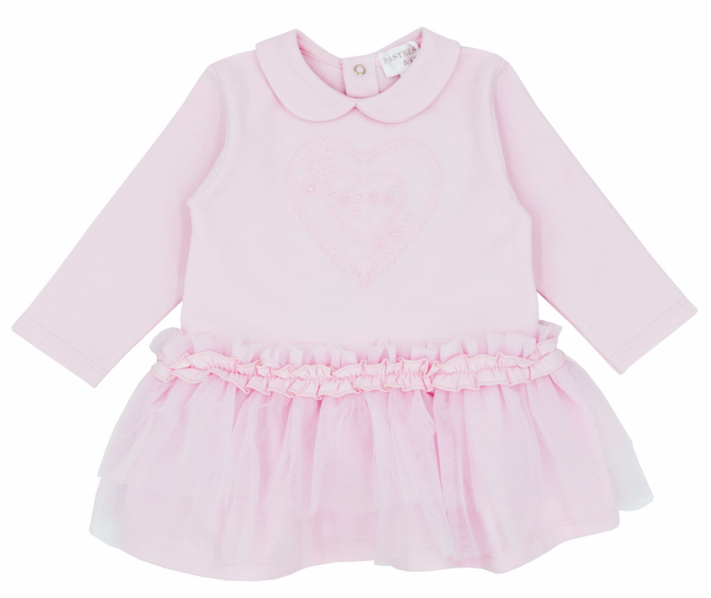 AW23 Pastels & Co JO-JO Pink Flowers & Hearts Tulle Dress
