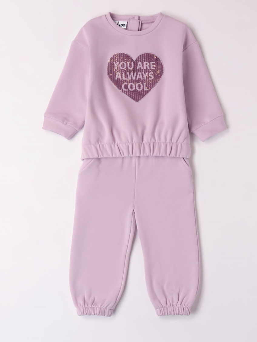 AW23 iDO Lilac 'You Are Always Cool' Sequin Heart Tracksuit