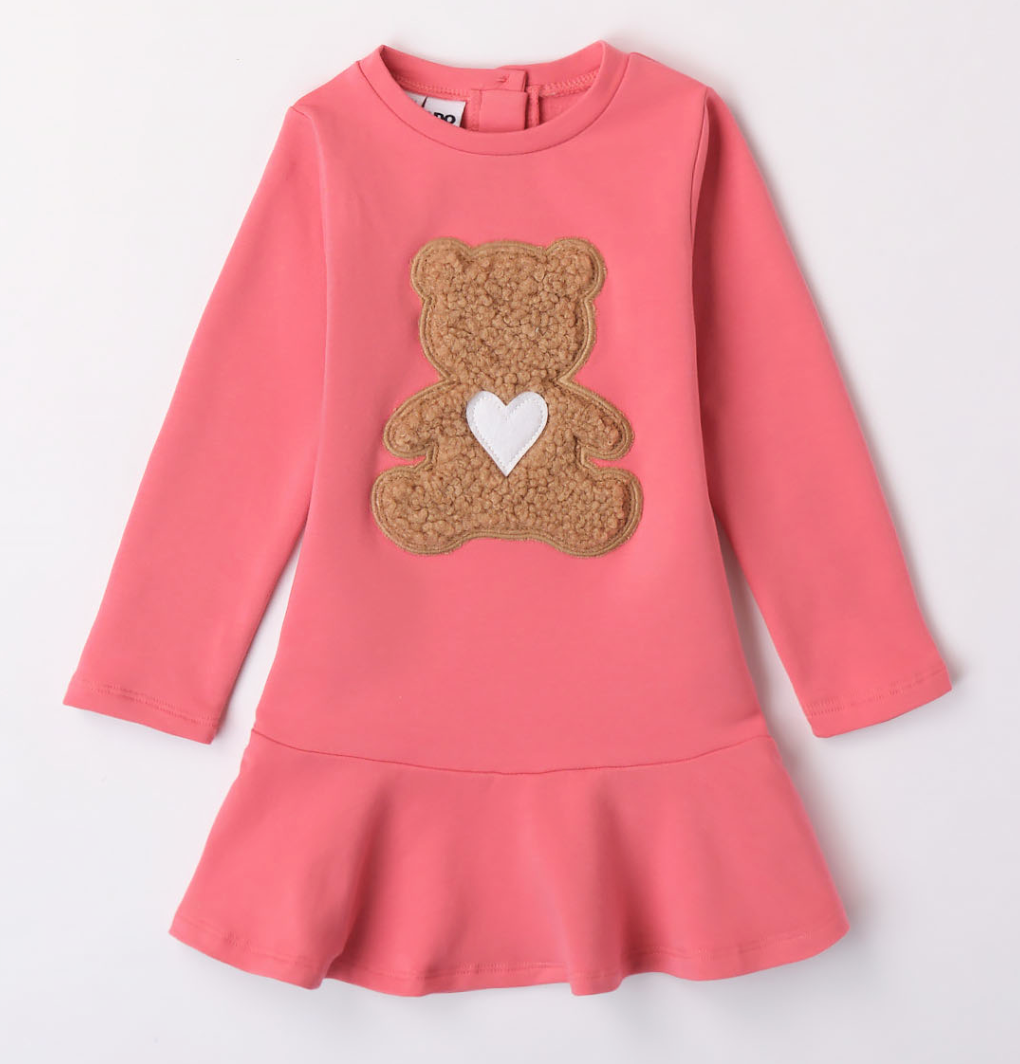 AW23 iDO Pink & White Heart Teddy Bear Dress