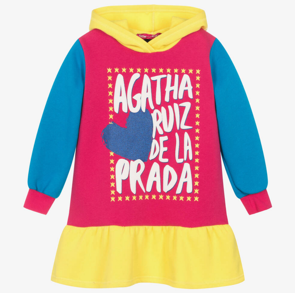 AW23 Agatha Ruiz De La Prada Junior Multicoloured Heart & Stars Hoody Dress