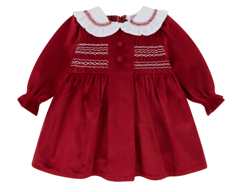 AW23 Deolinda DALLAS Red & White Velvet Dress