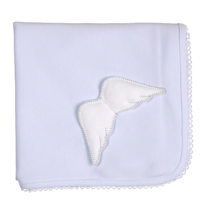 SS24 Baby Gi Pale Blue Cotton Angel Wings Blanket