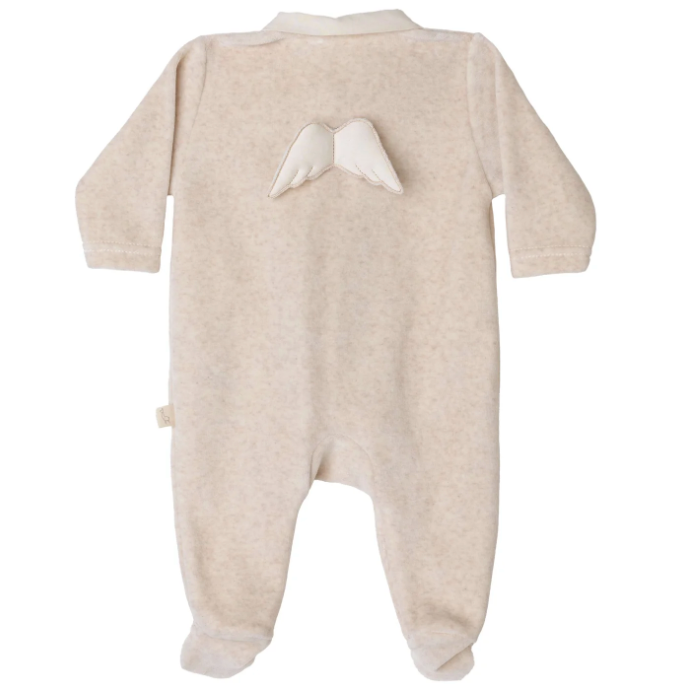 Baby Gi Beige Velour Angel Wings Babygrow