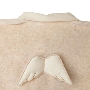 SS24 Baby Gi Beige Velour Angel Wings Babygrow