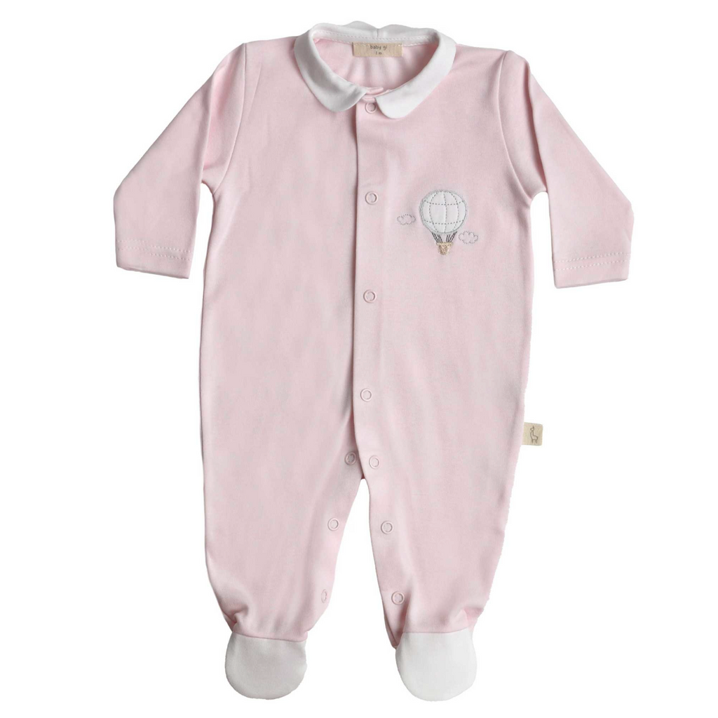 Baby Gi Pale Pink Cotton Hot Air Balloon Babygrow
