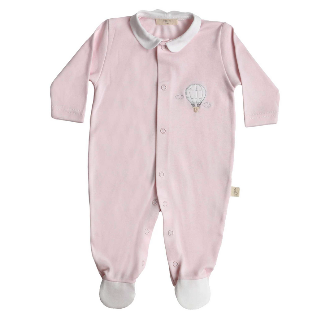 SS24 Baby Gi Pale Pink Cotton  Hot Air Balloon Babygrow