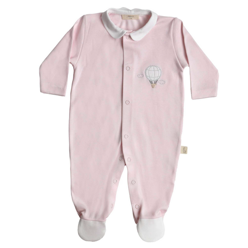 Baby Gi Pale Pink Cotton Hot Air Balloon Babygrow