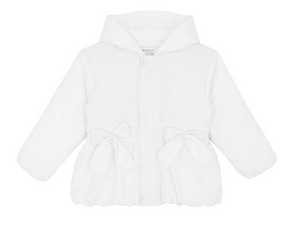 AW23 Pastels & Co GEORGIA White Hearts & Bows Hooded Coat / Jacket