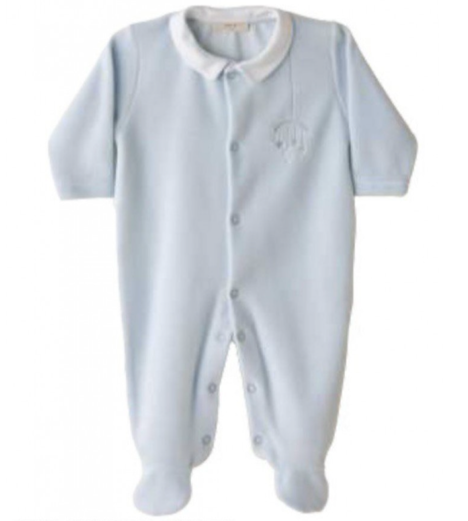 SS24 Baby Gi Pale Blue & White Velour Mobile Babygrow