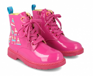 AW23 Agatha Ruiz De La Prada Fuchsia Pink Multicoloured Logo Boots