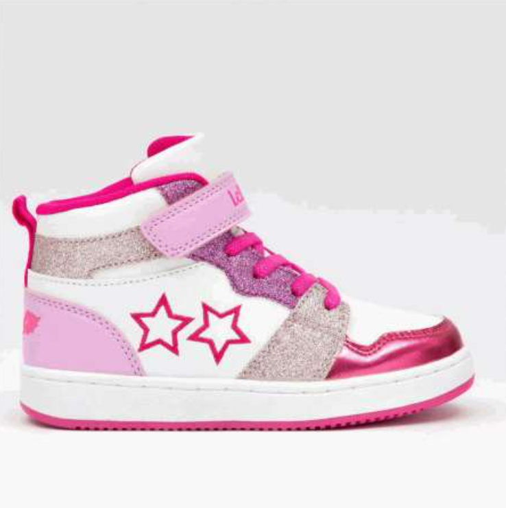SS24 Lelli Kelly ANNA White & Pink Glitter Star Trainers