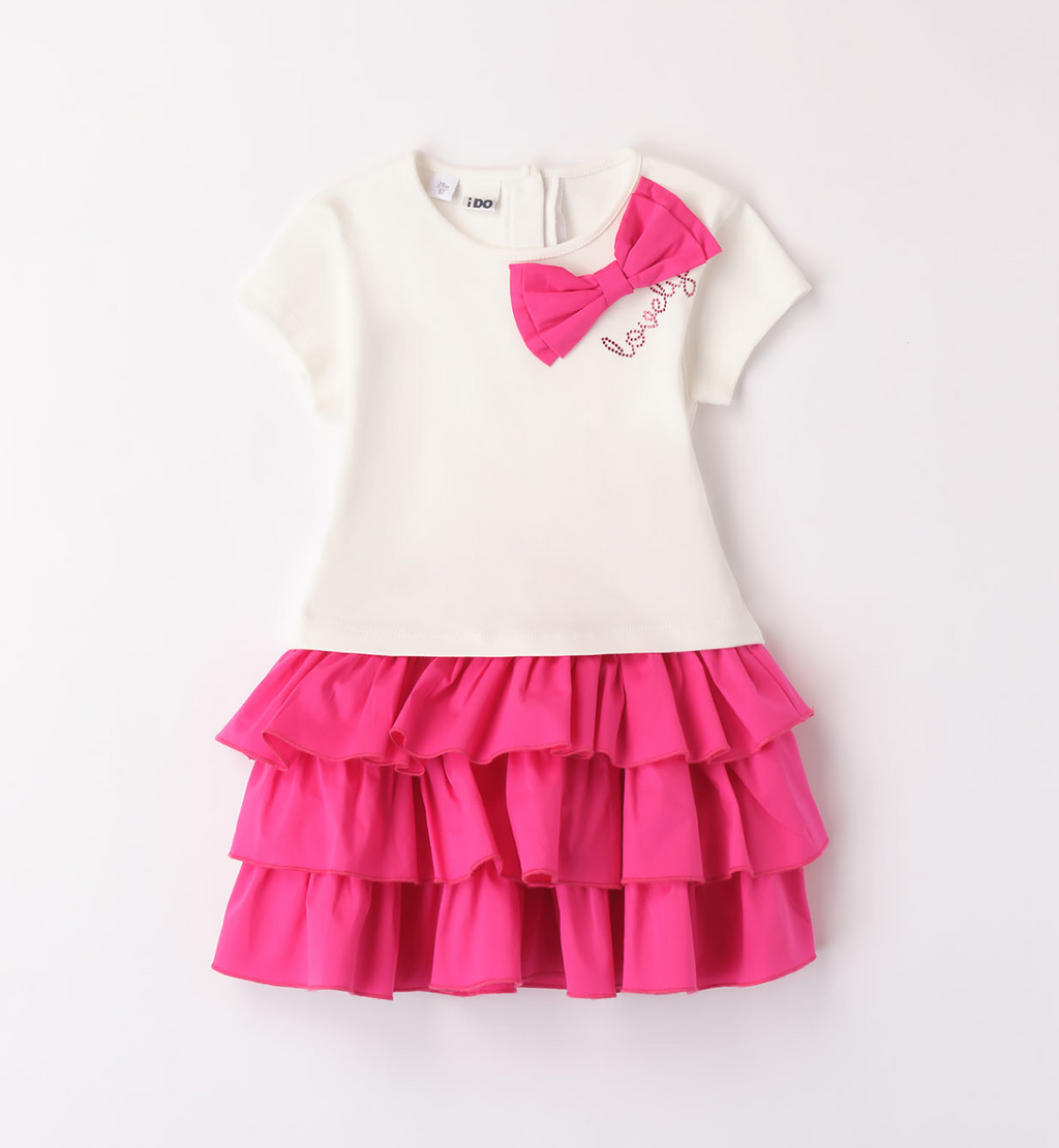 SS24 IDO Fuchsia Pink 'Lovely' Bow Ruffle Skirt Set
