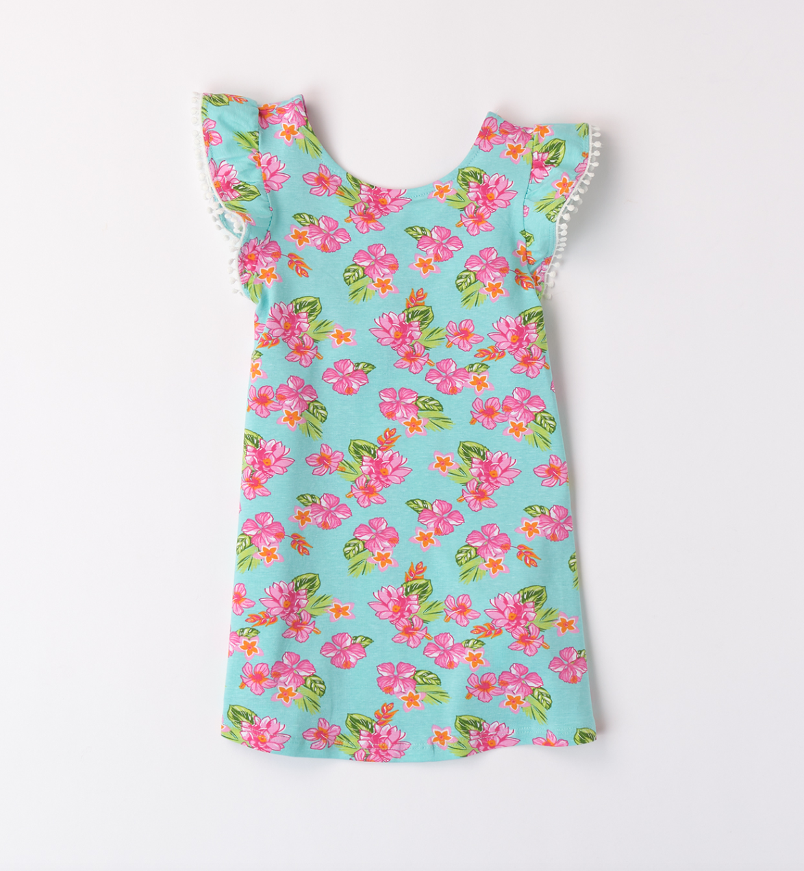 IDO Pink Turquoise & Orange Floral Print Dress