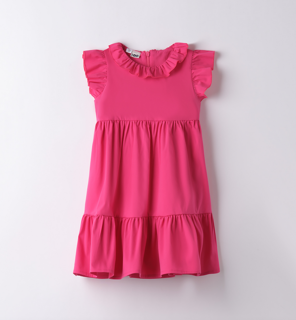 SS24 IDO Fuchsia Pink Tiered Frill Dress