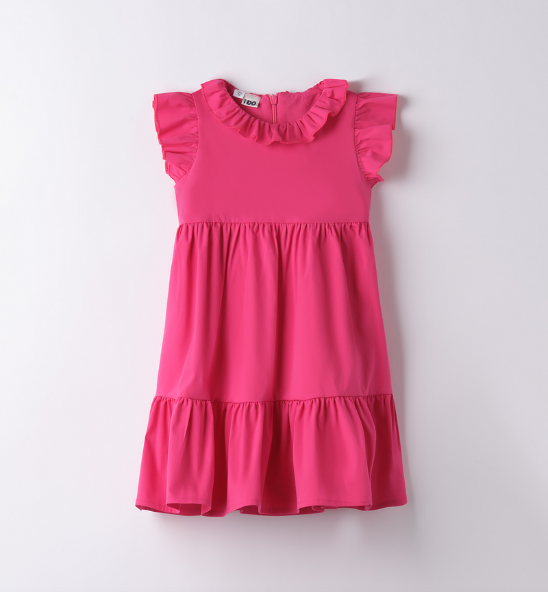 SS24 IDO Fuchsia Pink Tiered Frill Dress