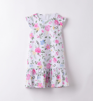 SS24 IDO White Multicoloured Floral Frill Dress