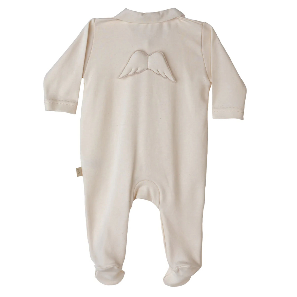 SS24 Baby Gi Beige Cotton Angel Wings Babygrow