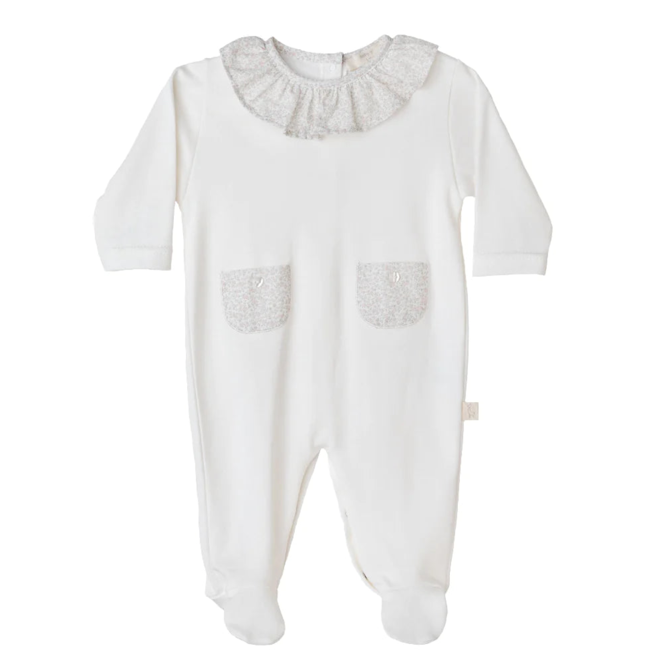 Baby Gi Ivory Cotton Bloom Floral Pockets Babygrow