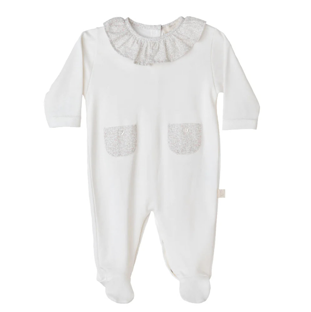 Baby Gi Ivory Cotton Bloom Floral Pockets Babygrow