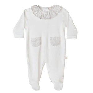 Baby Gi Ivory Cotton Bloom Floral Pockets Babygrow