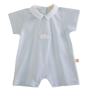 Baby Gi Pale Blue Cotton Crown Romper