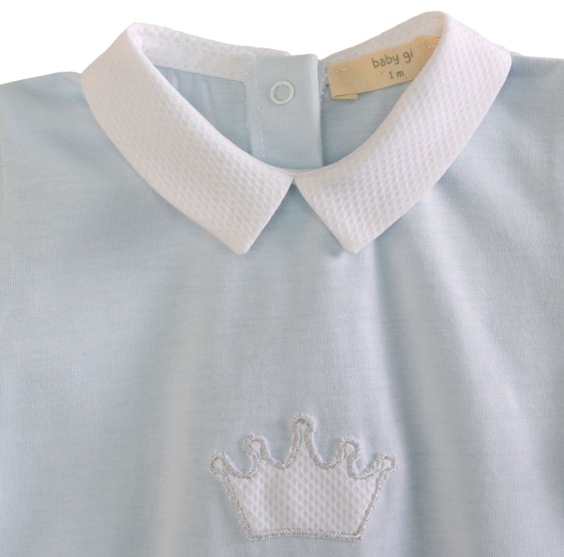 Baby Gi Pale Blue Cotton Crown Romper