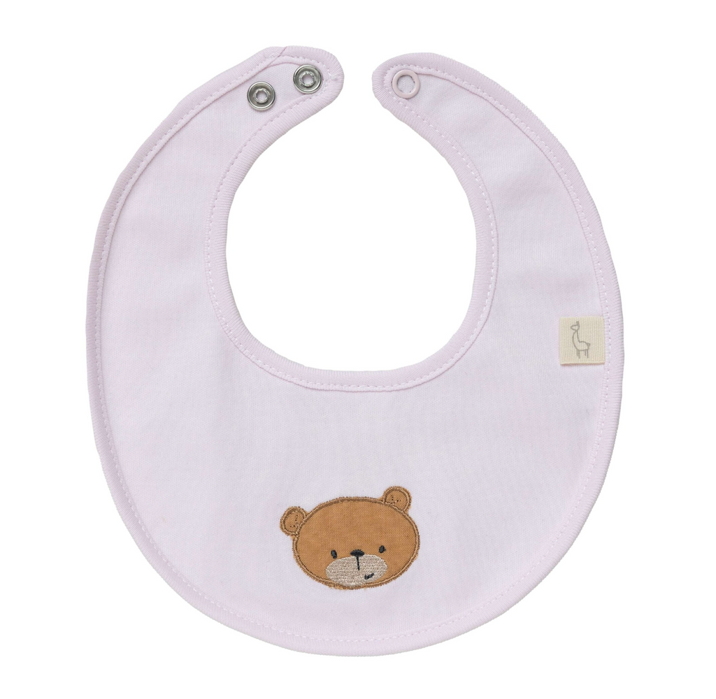 SS24 Baby Gi Pale Pink Cotton Little Bear Bib