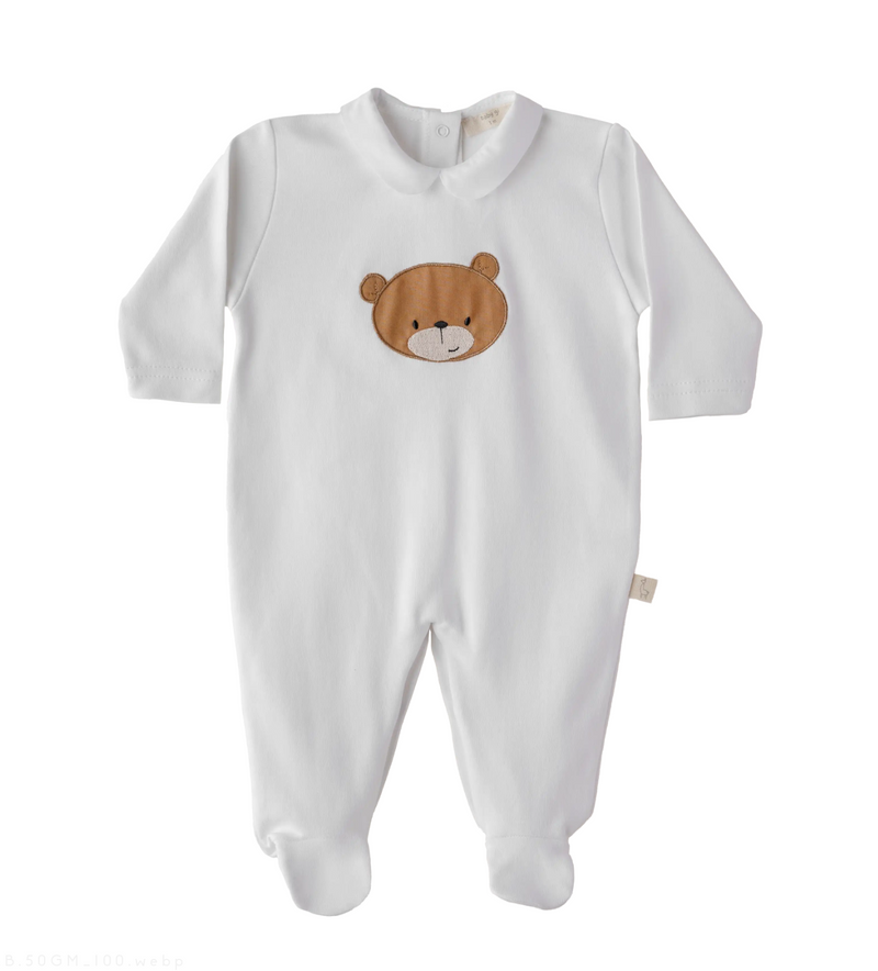 Baby Gi White Cotton Little Bear Babygrow