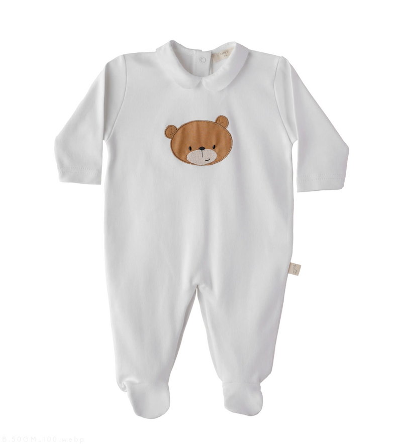 SS24 Baby Gi White Cotton Little Bear Babygrow