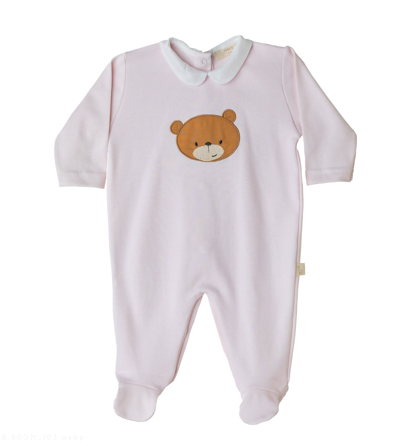 Baby Gi Pale Pink Cotton Little Bear Babygrow