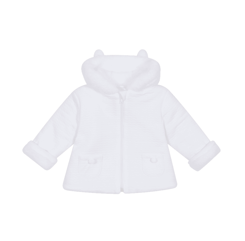 Deolinda White Pom Pom Hooded Jacket