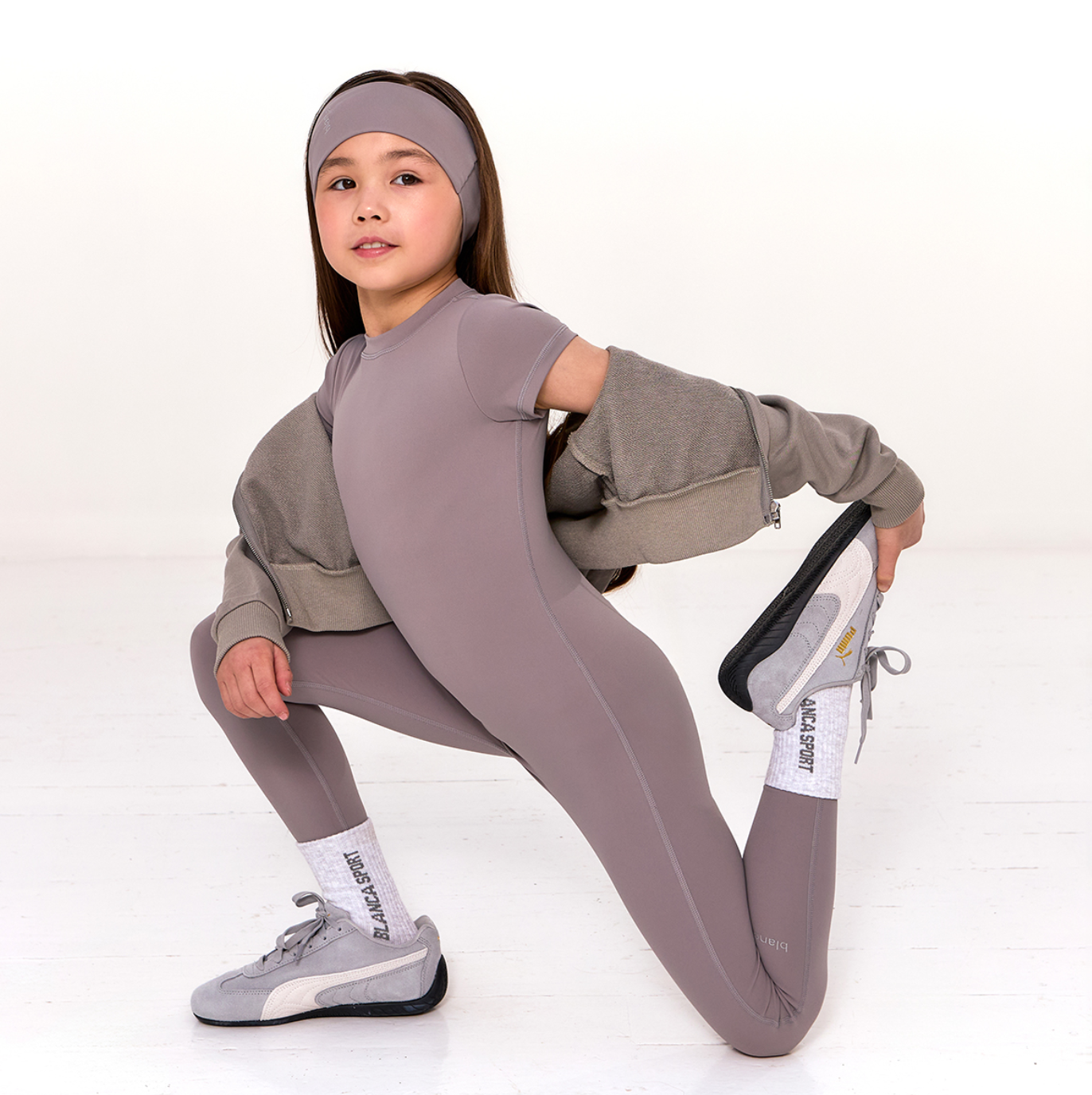 SS25 Blanca Sport Charcoal Cap Sleeve Unitard