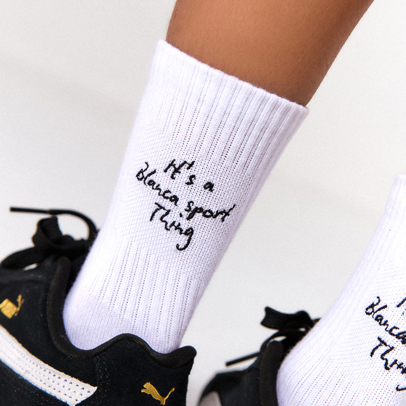 SS25 Blanca Sport White & Black Logo Socks