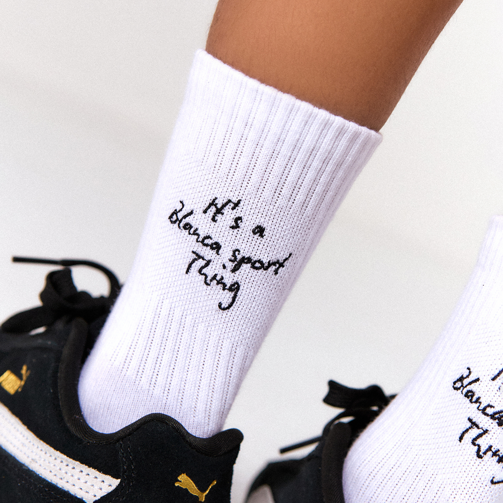 SS25 Blanca Sport White & Black Logo Socks
