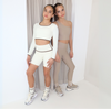 SS25 Blanca Sport Cream & Brown Piping Cycling Shorts Set