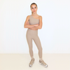 SS25 Blanca Sport Taupe Asymmetric Ribbed Crop Top & Leggings Set