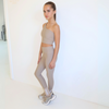 SS25 Blanca Sport Taupe Asymmetric Ribbed Crop Top & Leggings Set
