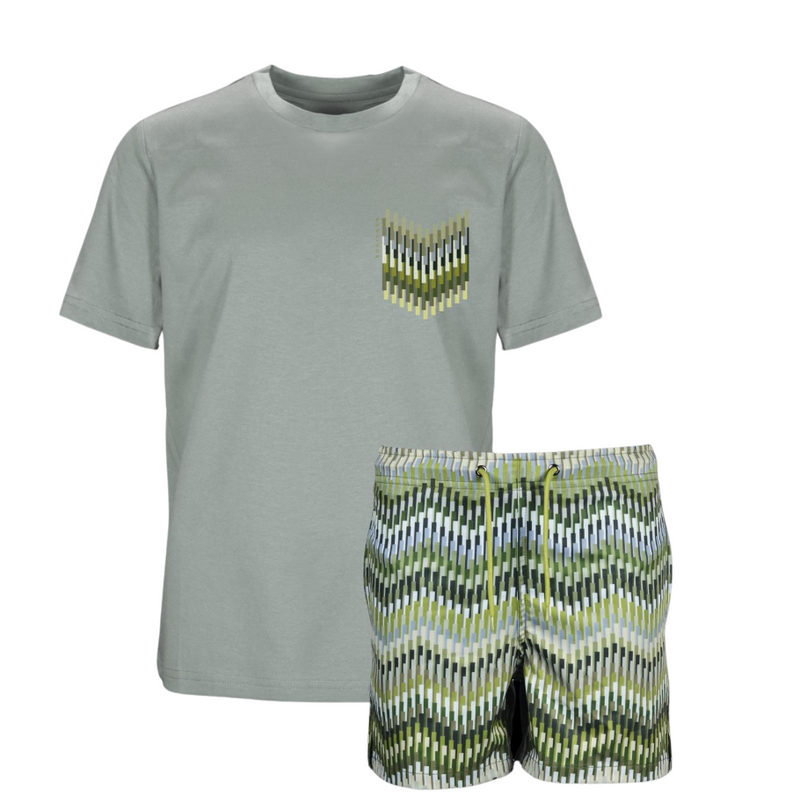 SS25 Moda Bandidos Green Zig Zag T-Shirt & Swim Shorts Set