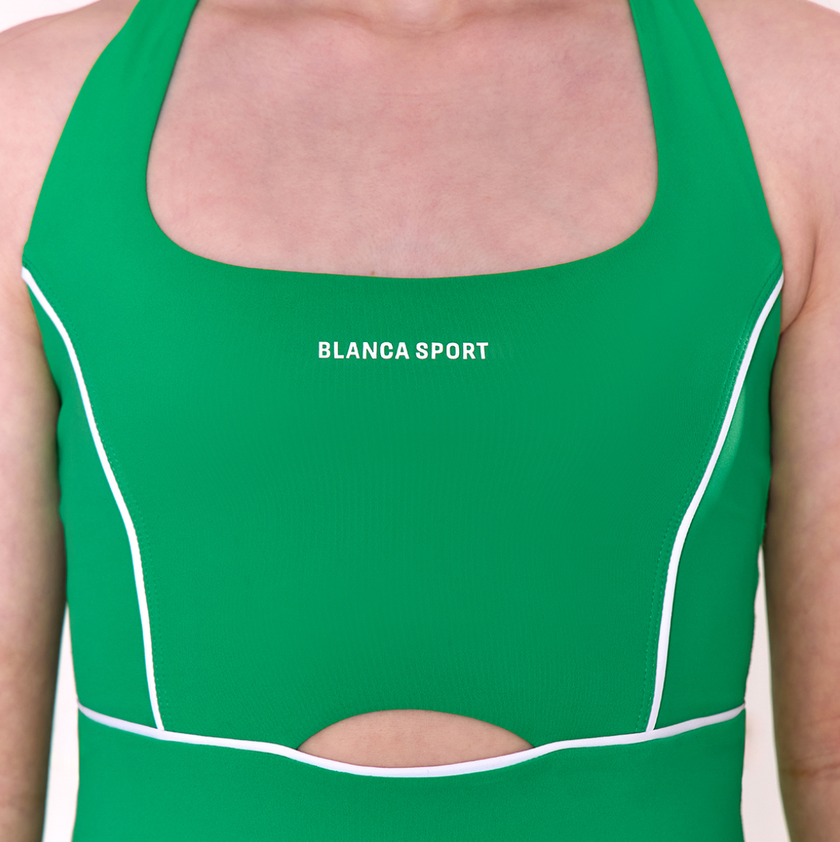 SS25 Blanca Sport Green & White Piping Unitard